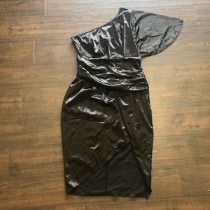 BLACK 1-shoulder dress, size Large